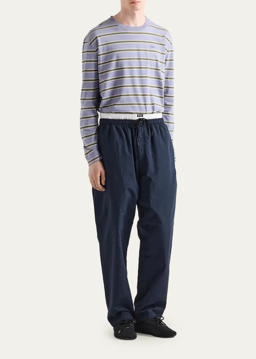 Prada Men's Cotton and Linen Relaxed Pull-On Pants | Thumbnail 2 Prada Men's Cotton and Linen Relaxed Pull-On Pants | Thumbnail 2