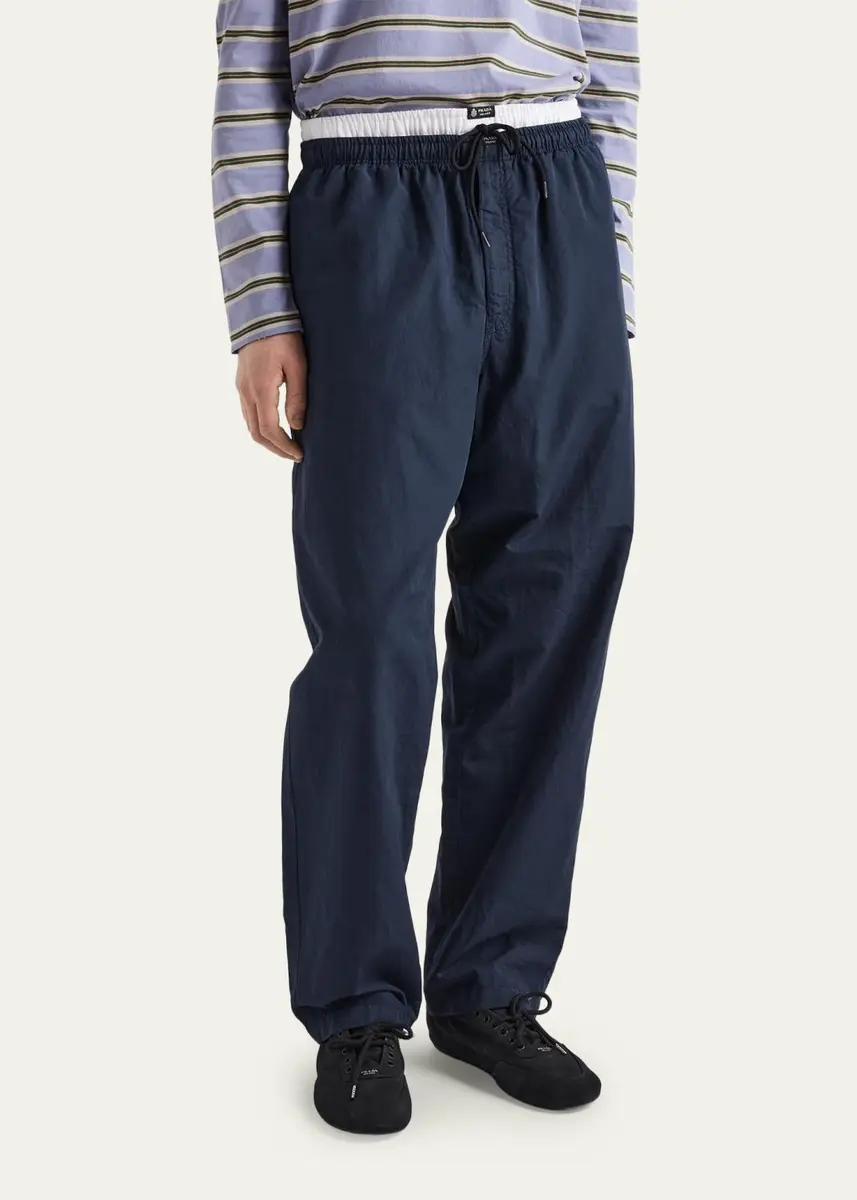 Prada Men's Cotton and Linen Relaxed Pull-On Pants | Thumbnail 4 Prada Men's Cotton and Linen Relaxed Pull-On Pants | Thumbnail 4