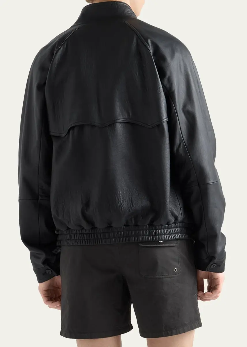 Prada Men's Stand Collar Napa Leather Jacket | Thumbnail 3