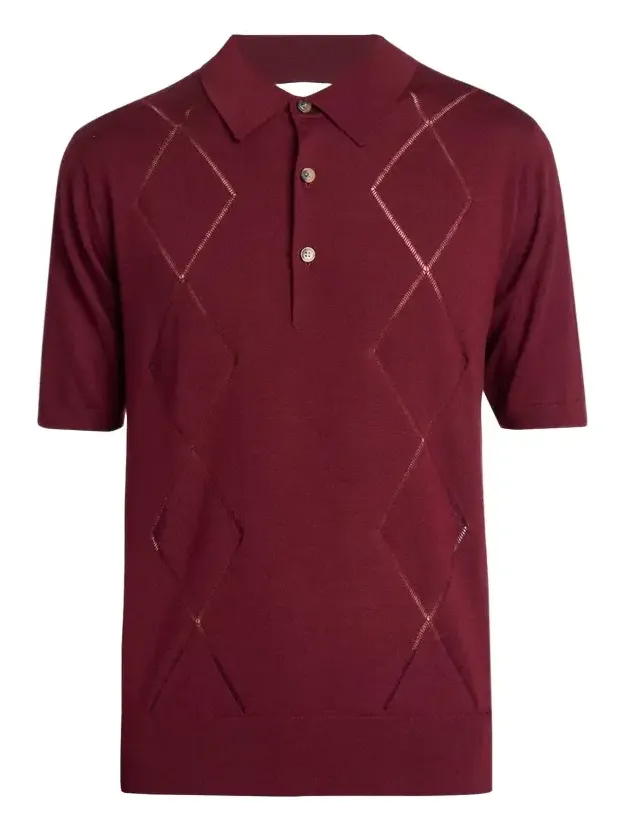 Dries Van Noten Men's Cotton Argyle Wool Polo