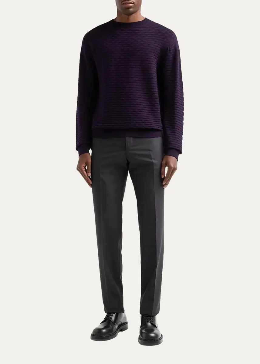 Giorgio Armani Geometric Textured Virgin Wool Crewneck Sweater | Thumbnail 2