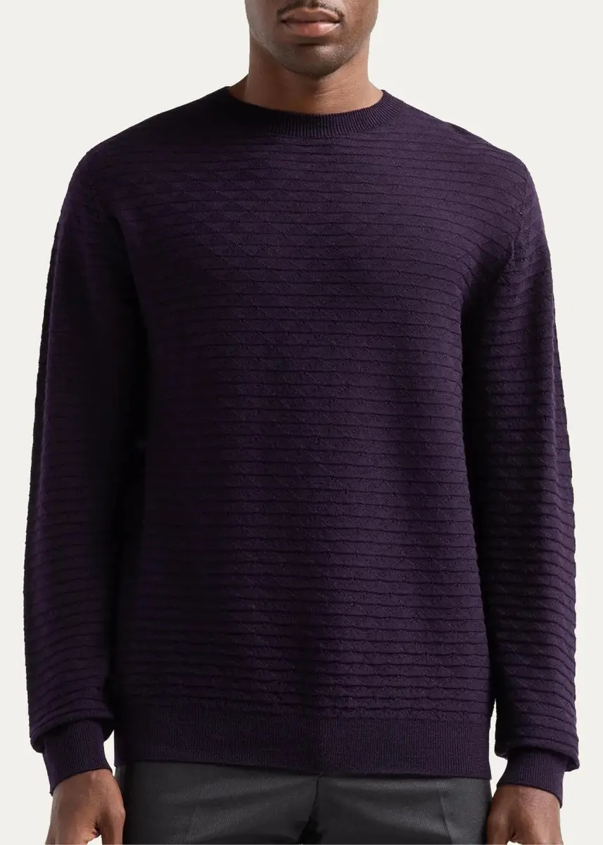 Giorgio Armani Geometric Textured Virgin Wool Crewneck Sweater | Thumbnail 5