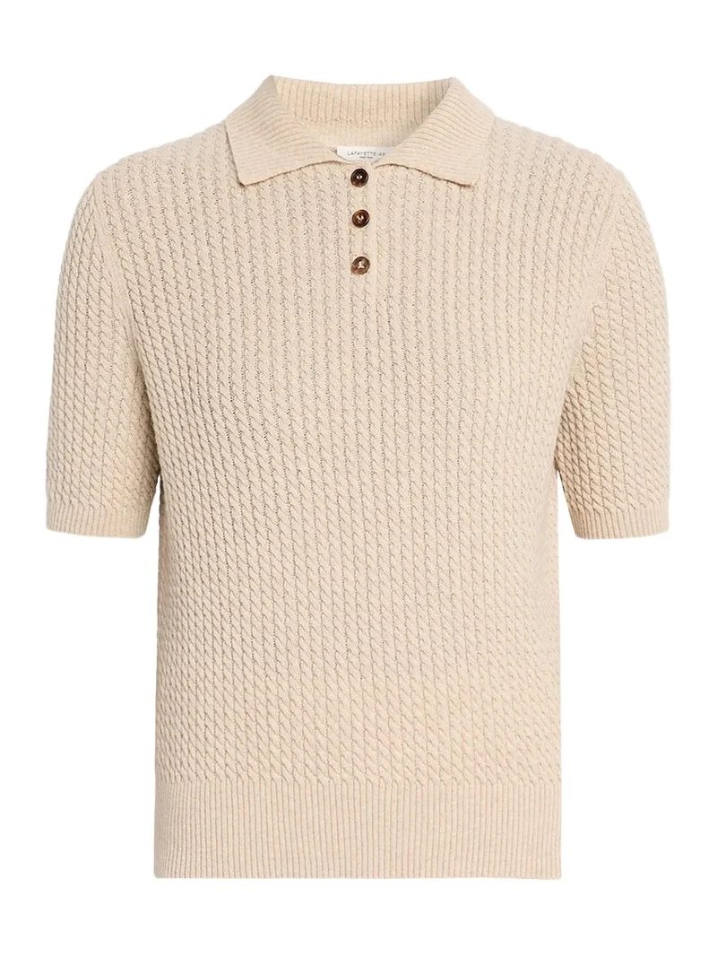 Lafayette 148 New York Cable-Knit Cashmere Polo Sweater