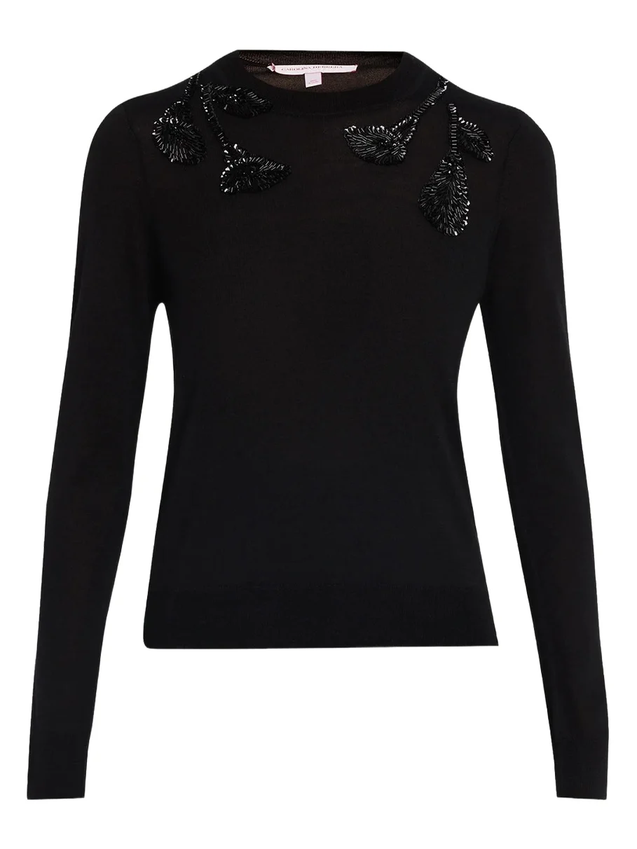 Embroidered Wool & Silk-Blend Long-Sleeve Sweater Embroidered Wool & Silk-Blend Long-Sleeve Sweater