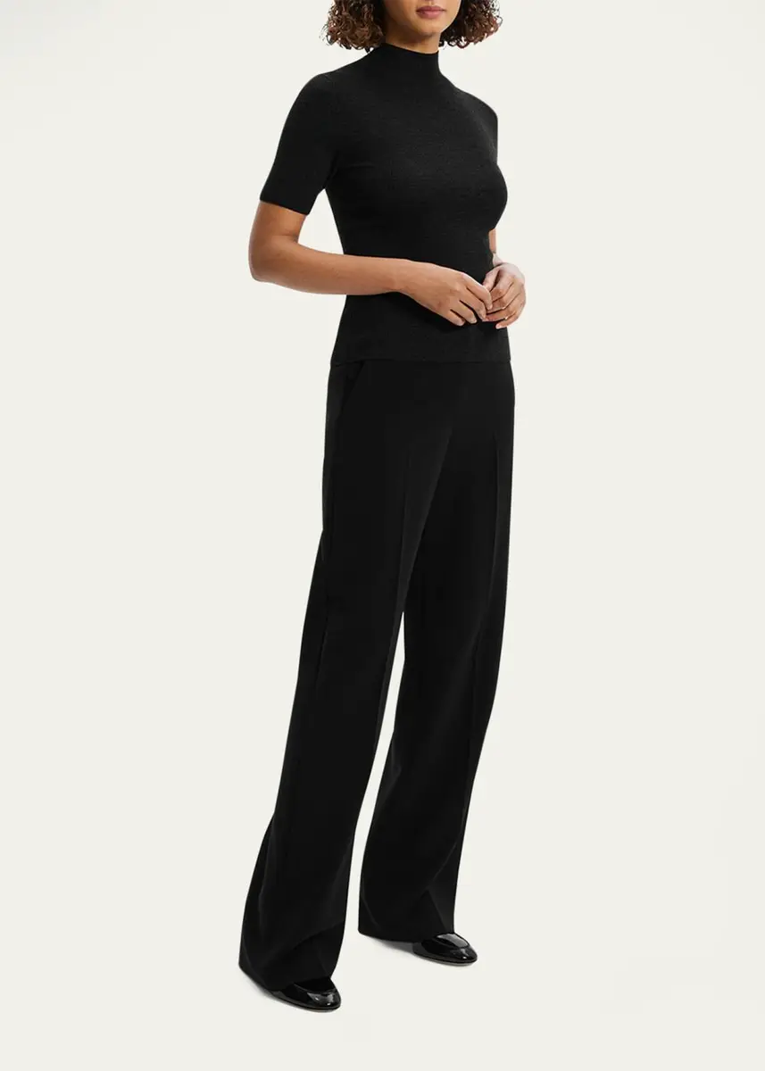 Theory Leenda Regal Merino Wool Short-Sleeve Mock-Neck Top | Thumbnail 2
