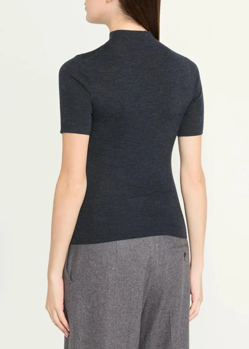 Theory Leenda Regal Merino Wool Short-Sleeve Mock-Neck Top | Thumbnail 7