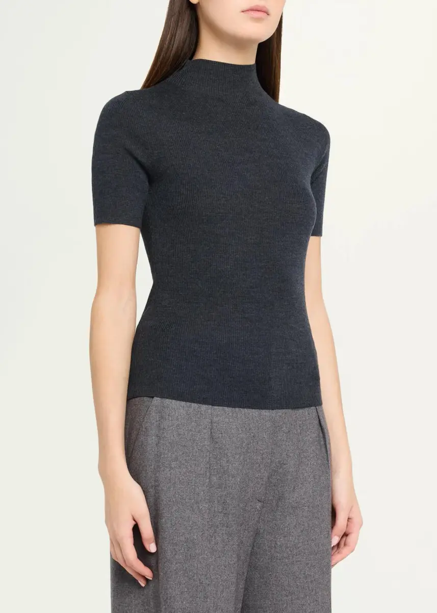 Theory Leenda Regal Merino Wool Short-Sleeve Mock-Neck Top | Thumbnail 8