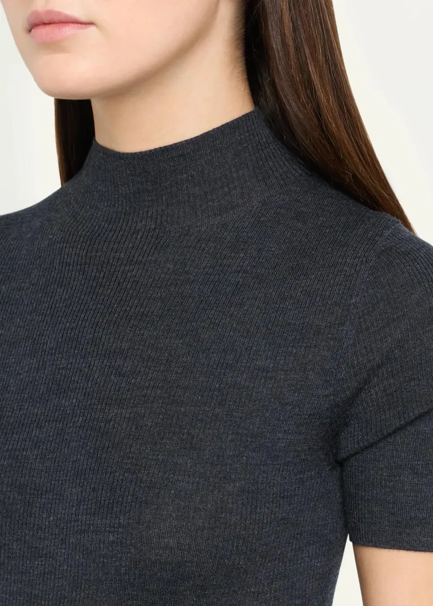 Theory Leenda Regal Merino Wool Short-Sleeve Mock-Neck Top | Thumbnail 9