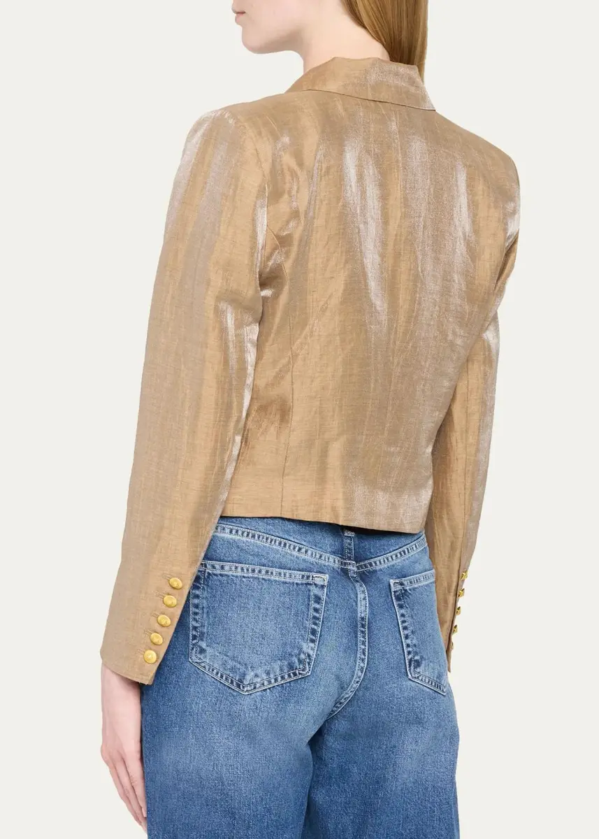 L'Agence Inez Cropped Metallic Blazer | Thumbnail 3 L'Agence Inez Cropped Metallic Blazer | Thumbnail 3