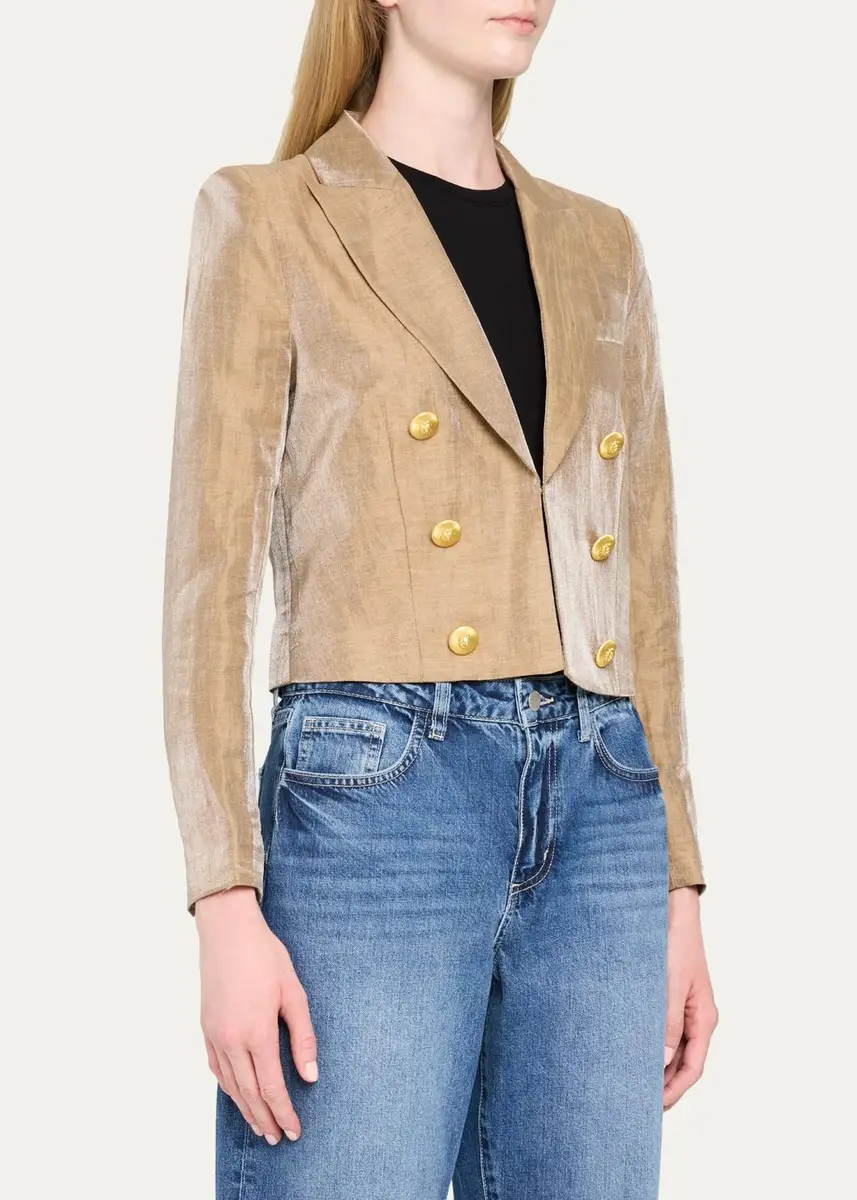 L'Agence Inez Cropped Metallic Blazer | Thumbnail 4 L'Agence Inez Cropped Metallic Blazer | Thumbnail 4