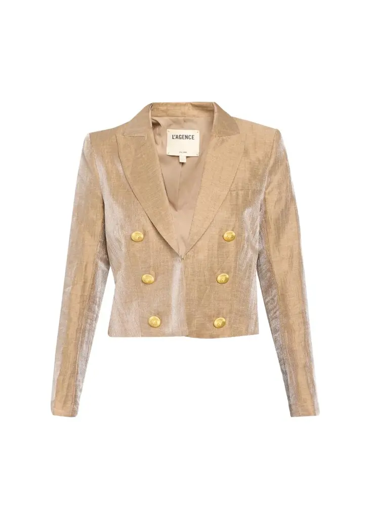 L'Agence Inez Cropped Metallic Blazer