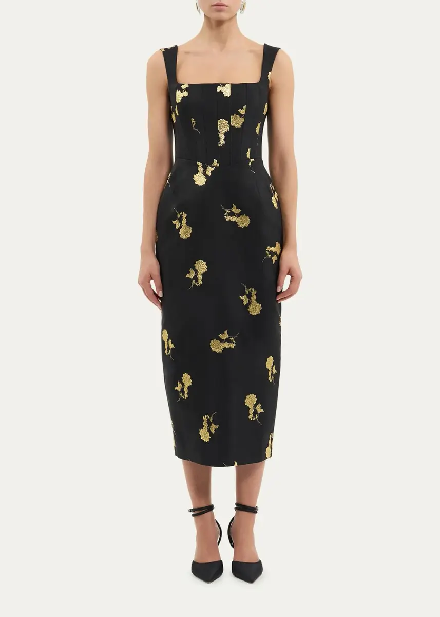 Rebecca Vallance Mariya Floral Jacquard Midi Dress | Thumbnail 2 Rebecca Vallance Mariya Floral Jacquard Midi Dress | Thumbnail 2
