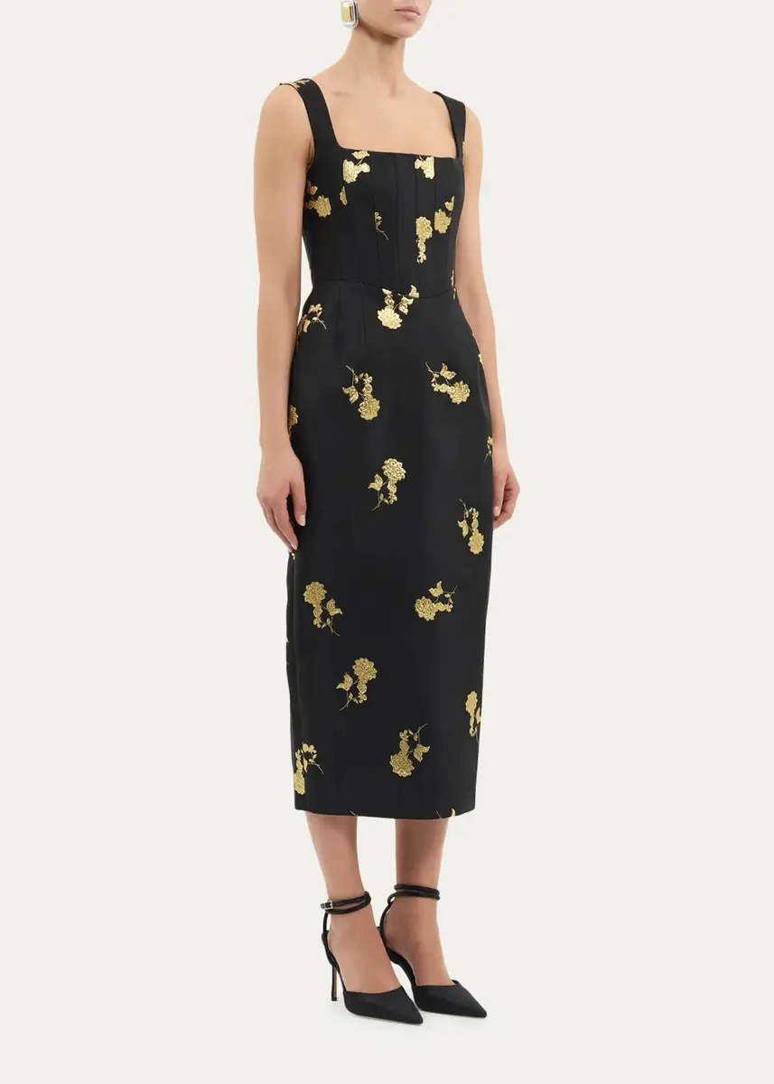 Rebecca Vallance Mariya Floral Jacquard Midi Dress | Thumbnail 4 Rebecca Vallance Mariya Floral Jacquard Midi Dress | Thumbnail 4