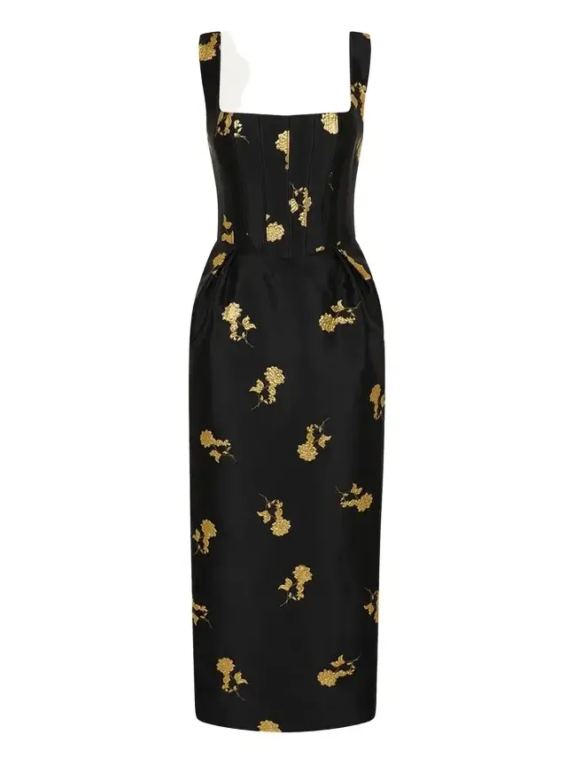 Mariya Floral Jacquard Midi Dress