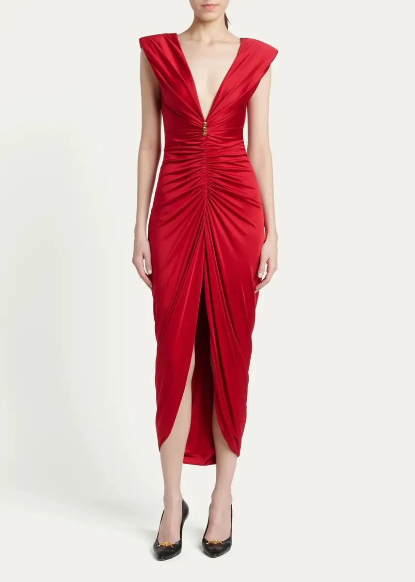 Versace Ruched Tulip-Hem Gown | Thumbnail 2 Versace Ruched Tulip-Hem Gown | Thumbnail 2
