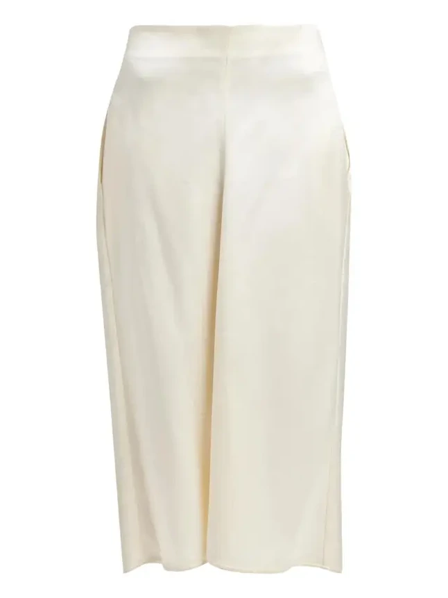 V-Waist Satin Midi Skirt