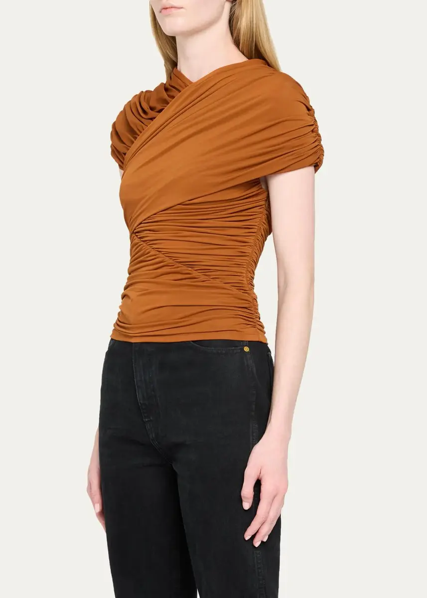 Ronny Kobo Montana Ruched Cap-Sleeve Top | Thumbnail 4 Ronny Kobo Montana Ruched Cap-Sleeve Top | Thumbnail 4
