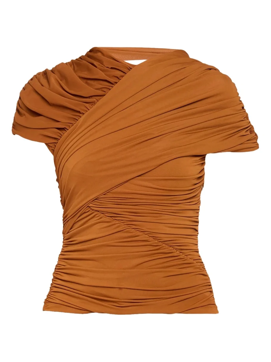 Montana Ruched Cap-Sleeve Top