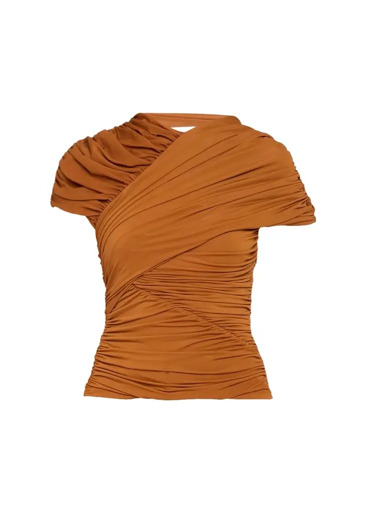 Ronny Kobo Montana Ruched Cap-Sleeve Top