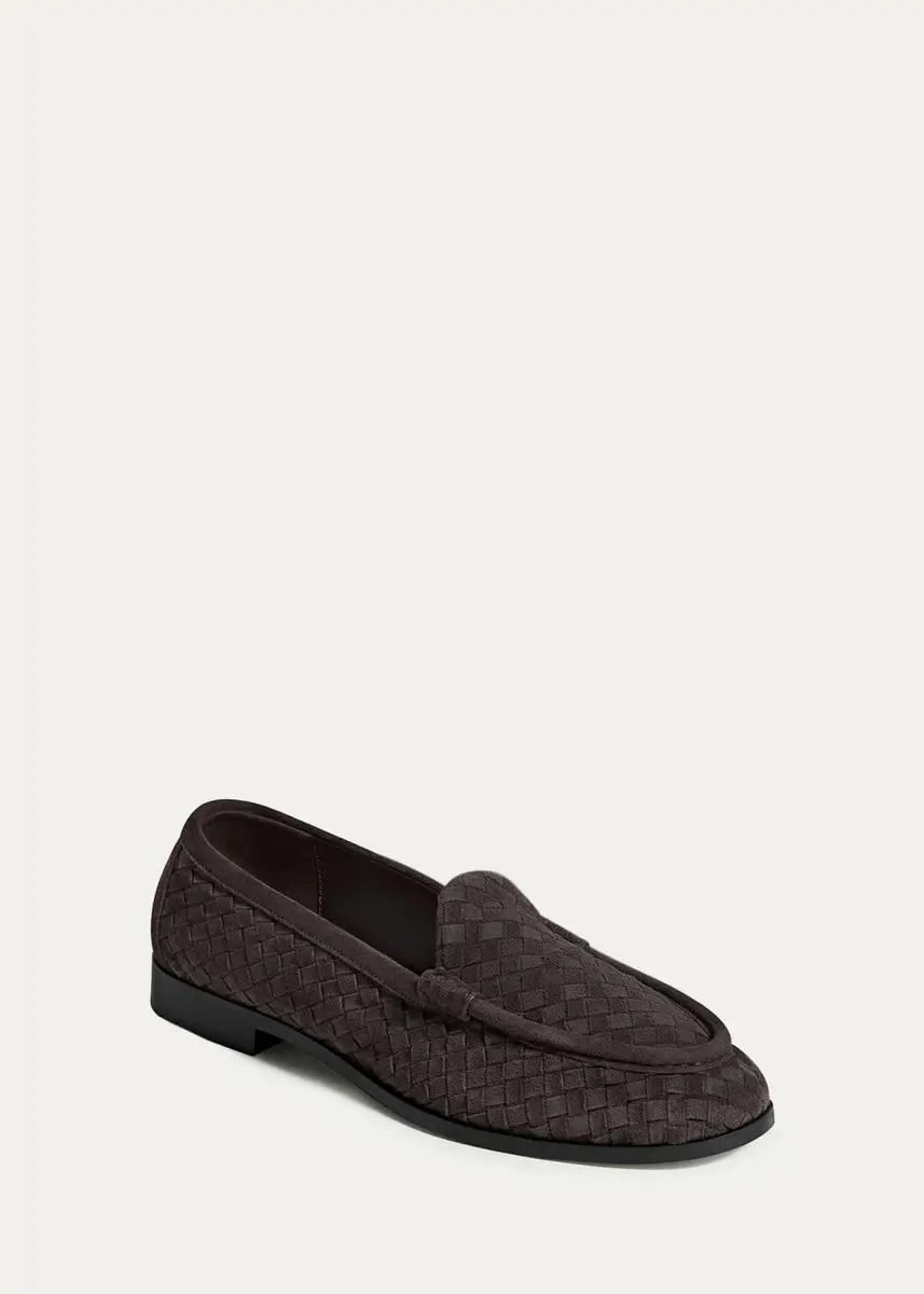 Bottega Veneta Men's Silenzio Intrecciato Suede Moc-Toe Loafers | Thumbnail 3 Bottega Veneta Men's Silenzio Intrecciato Suede Moc-Toe Loafers | Thumbnail 3
