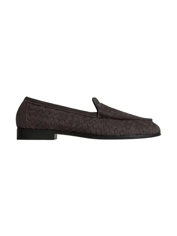 Bottega Veneta Men's Silenzio Intrecciato Suede Moc-Toe Loafers