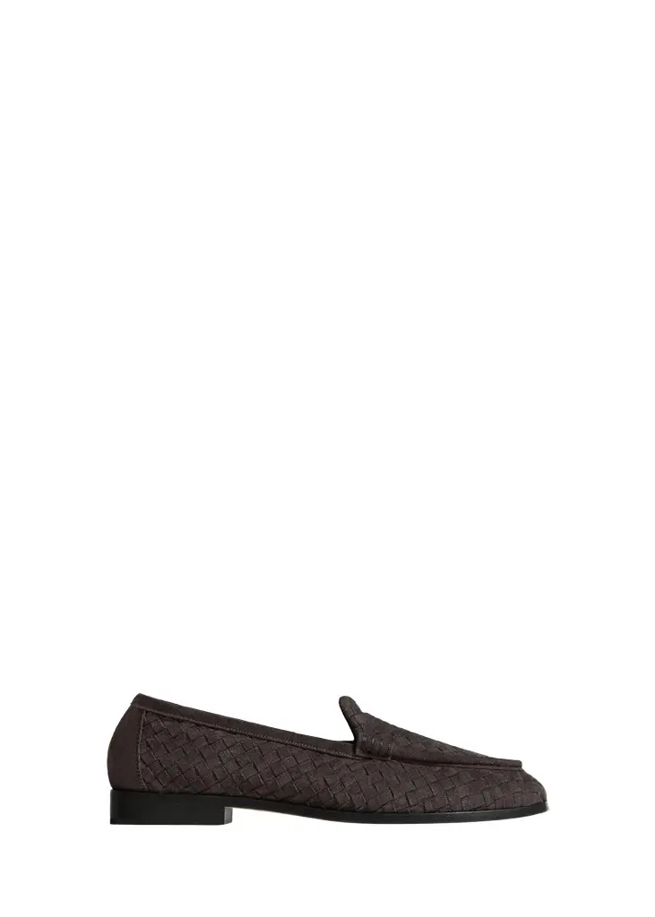 Bottega Veneta Men's Silenzio Intrecciato Suede Moc-Toe Loafers | Image 1 Bottega Veneta Men's Silenzio Intrecciato Suede Moc-Toe Loafers | Image 1
