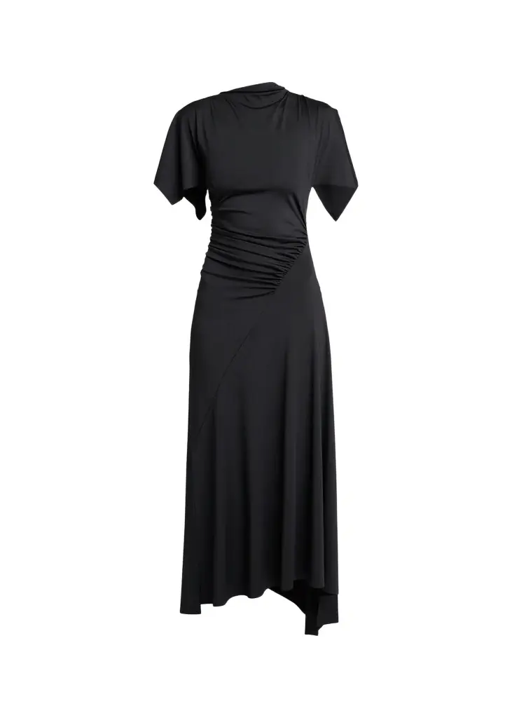 Blousey Asymmetric Short-Sleeve Midi Dress Blousey Asymmetric Short-Sleeve Midi Dress