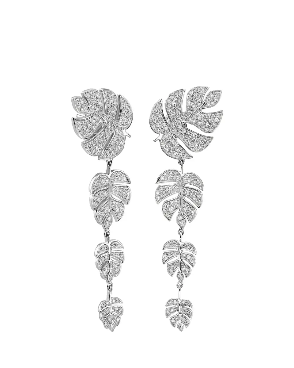 Sydney Evan 14K White Gold & Diamond Monstera Leaf Drop Earrings | Thumbnail 2 Sydney Evan 14K White Gold & Diamond Monstera Leaf Drop Earrings | Thumbnail 2