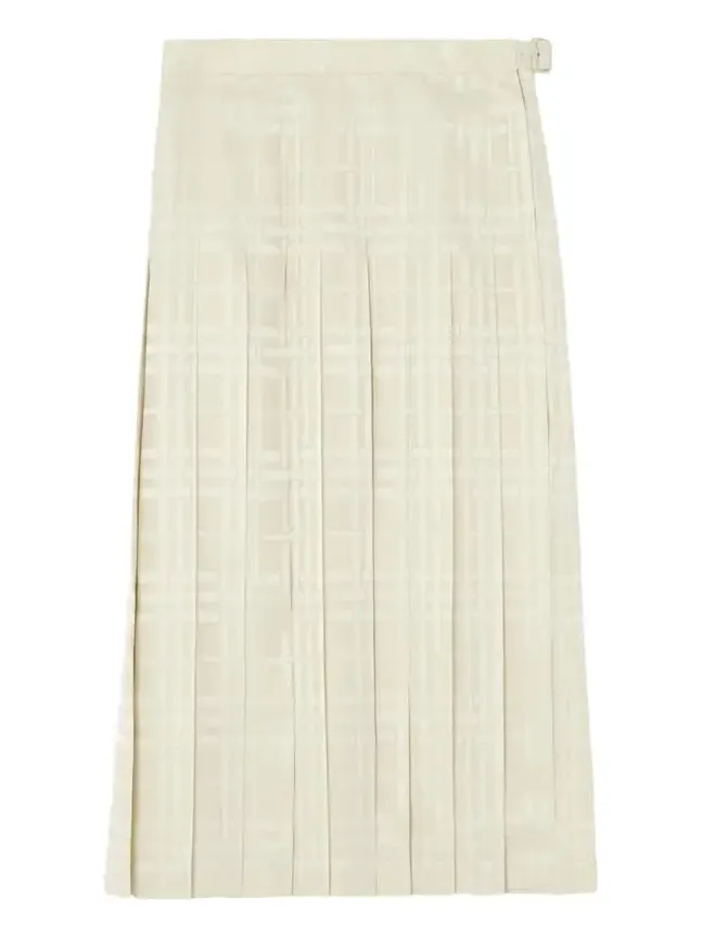 Burberry Annalie Jacquard-Check Silk Midi Skirt