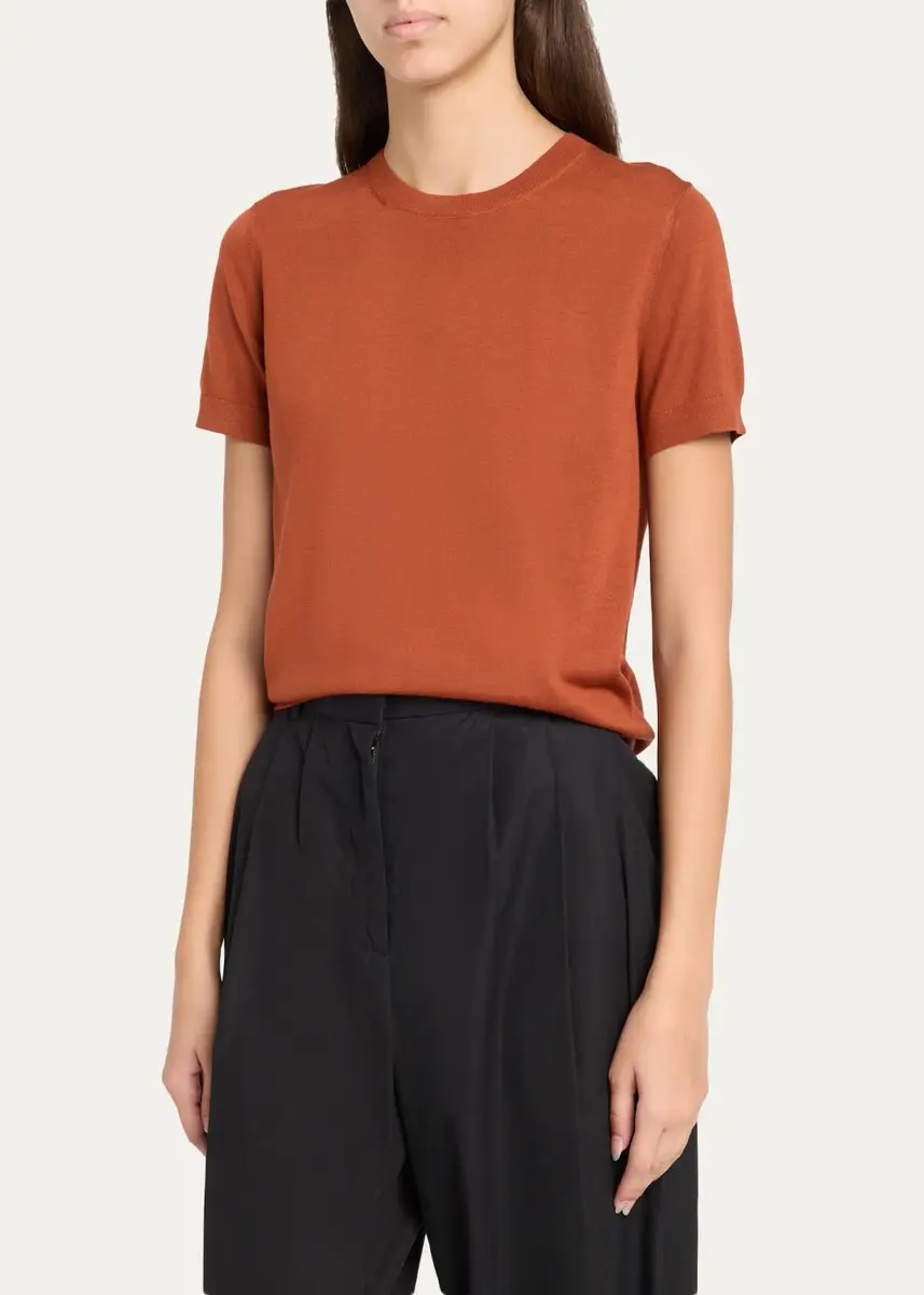 Theory Regal Merino Wool Short-Sleeve Crew T-Shirt | Thumbnail 4