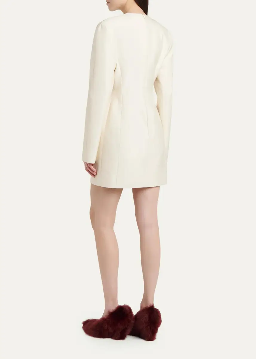 Bottega Veneta Long-Sleeve Cotton-Silk Toile Mini Dress | Thumbnail 3 Bottega Veneta Long-Sleeve Cotton-Silk Toile Mini Dress | Thumbnail 3