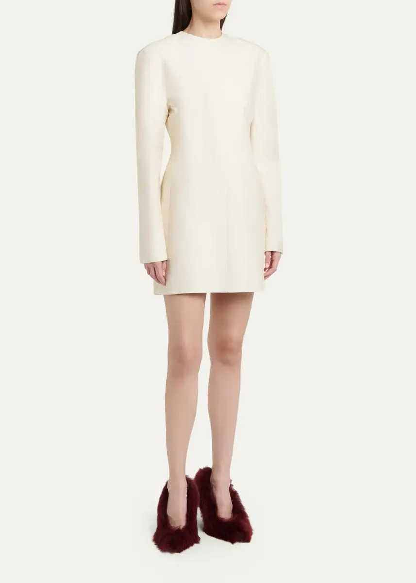 Bottega Veneta Long-Sleeve Cotton-Silk Toile Mini Dress | Thumbnail 4 Bottega Veneta Long-Sleeve Cotton-Silk Toile Mini Dress | Thumbnail 4