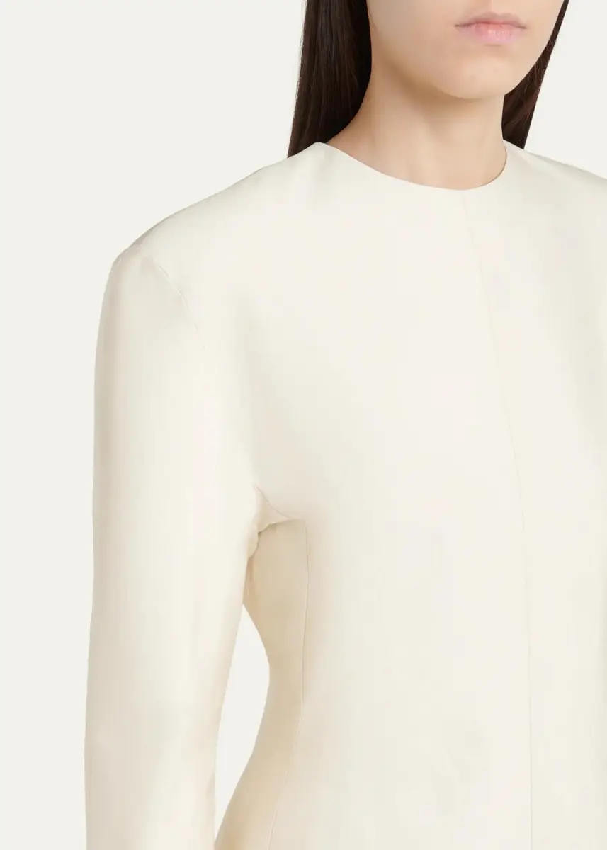 Bottega Veneta Long-Sleeve Cotton-Silk Toile Mini Dress | Thumbnail 5 Bottega Veneta Long-Sleeve Cotton-Silk Toile Mini Dress | Thumbnail 5