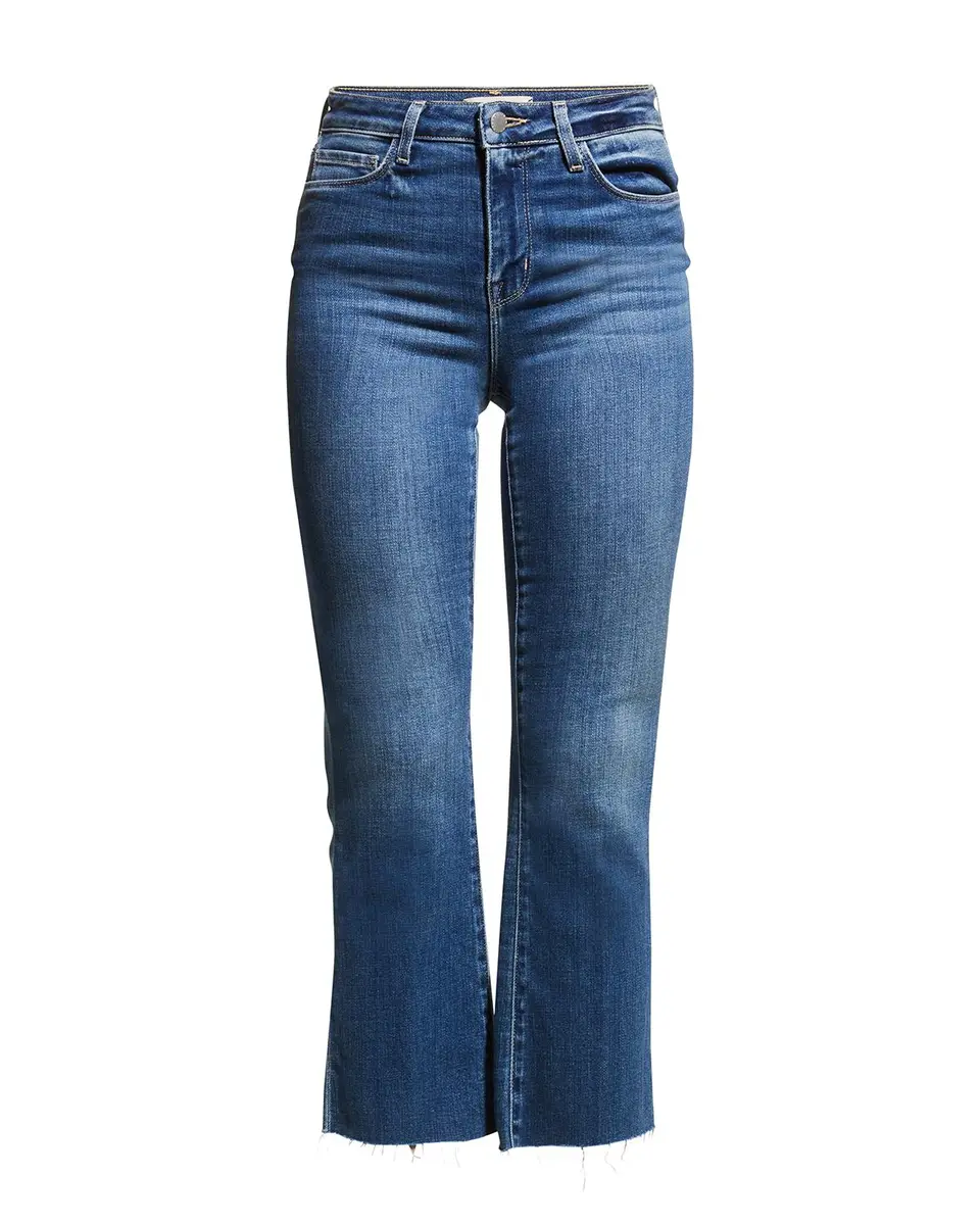 L'Agence Kendra High-Rise Crop Flare Jeans with Raw Hem | Thumbnail 2 L'Agence Kendra High-Rise Crop Flare Jeans with Raw Hem | Thumbnail 2