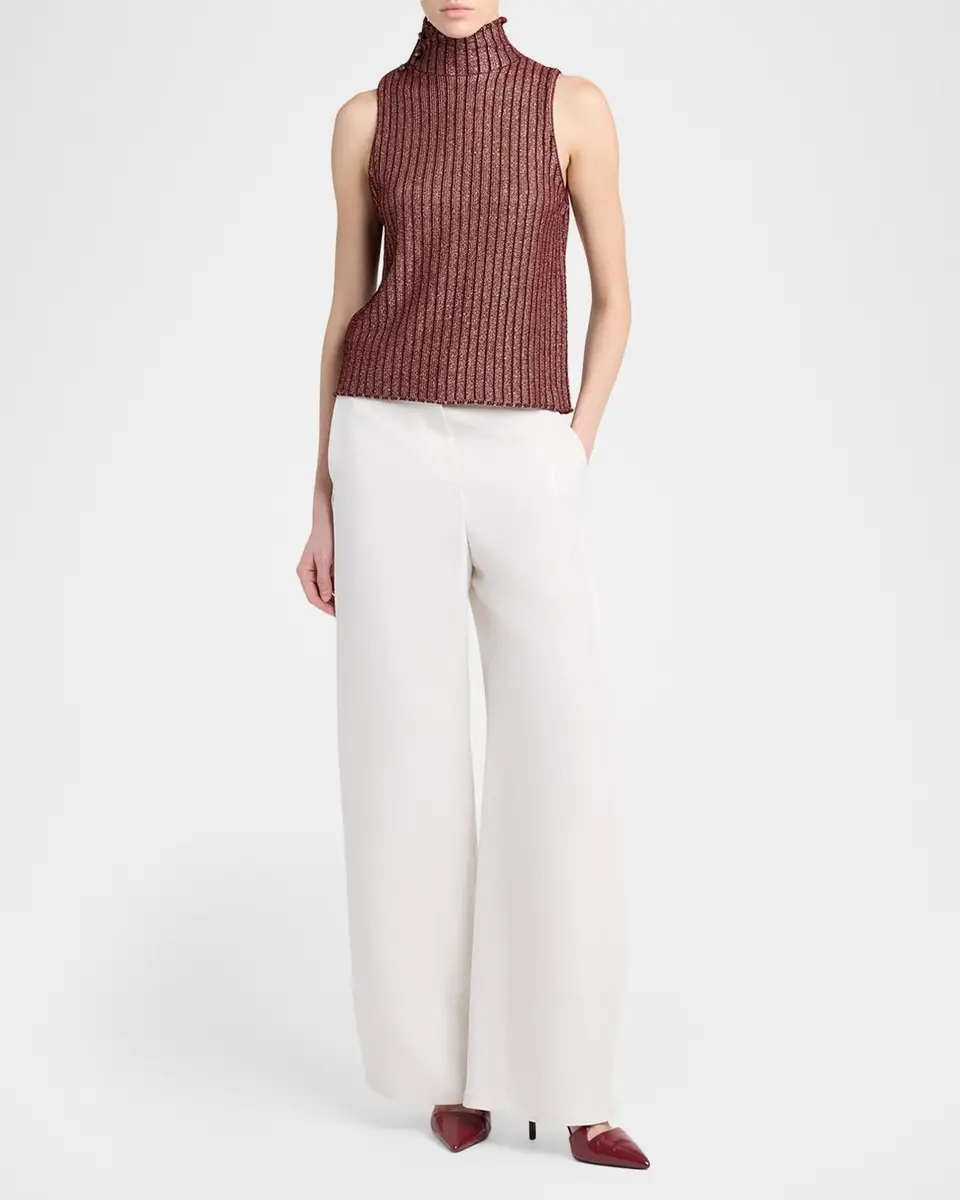 Giorgio Armani Button Turtleneck Rib Knit Tank Top | Thumbnail 2 Giorgio Armani Button Turtleneck Rib Knit Tank Top | Thumbnail 2