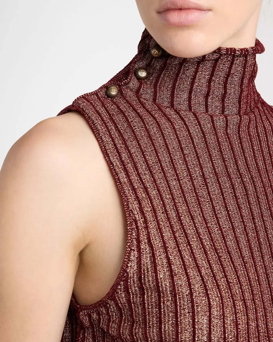 Giorgio Armani Button Turtleneck Rib Knit Tank Top | Thumbnail 5 Giorgio Armani Button Turtleneck Rib Knit Tank Top | Thumbnail 5