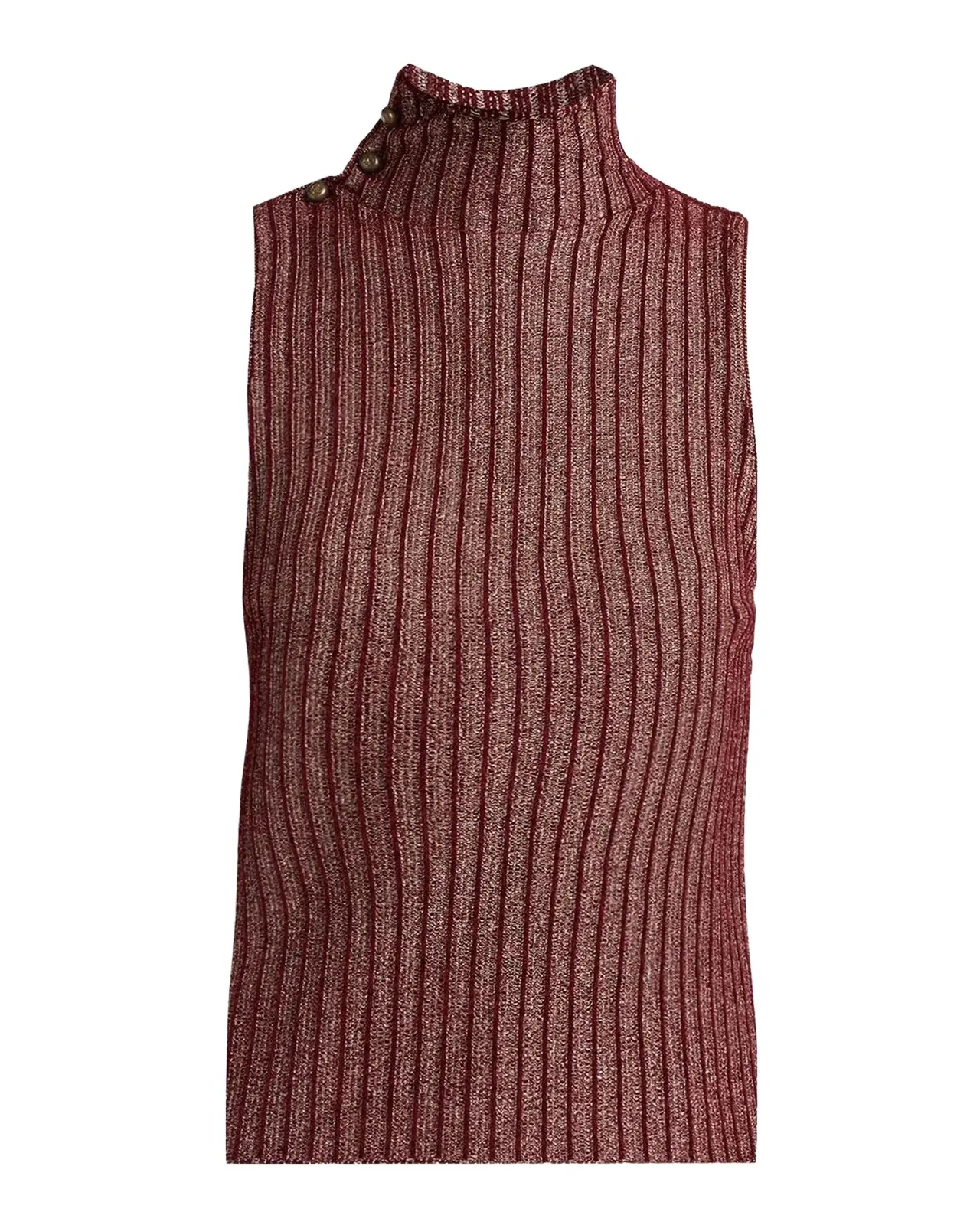 Giorgio Armani Button Turtleneck Rib Knit Tank Top