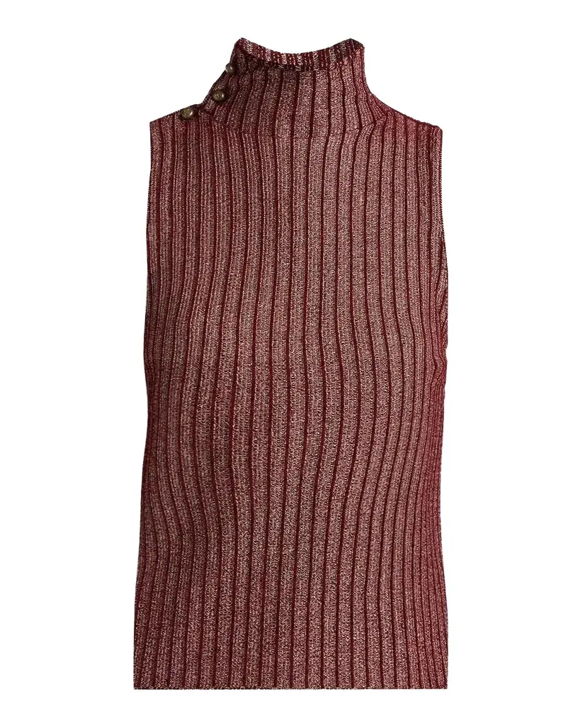 Giorgio Armani Button Turtleneck Rib Knit Tank Top | Image 1 Giorgio Armani Button Turtleneck Rib Knit Tank Top | Image 1