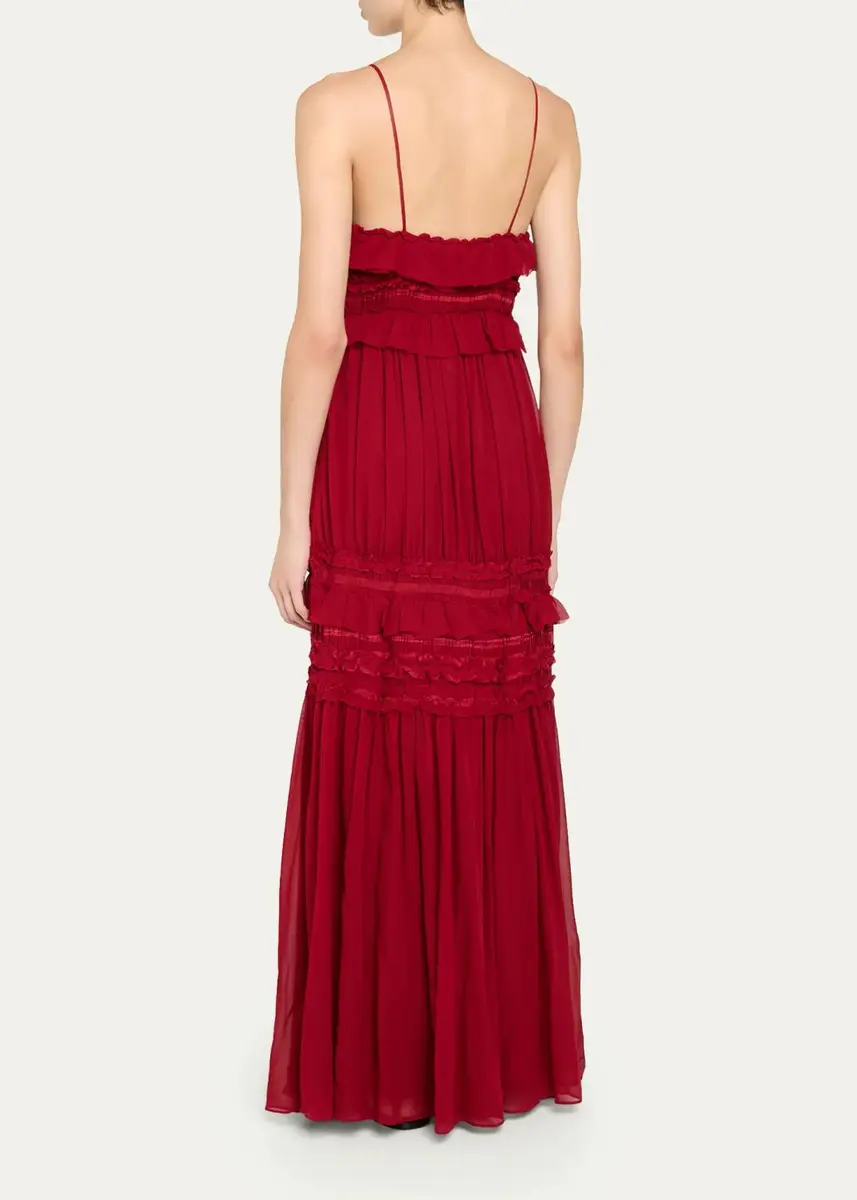 Ulla Johnson Dorothea Ribbon-Trim Ruffle Silk Gown | Thumbnail 3 Ulla Johnson Dorothea Ribbon-Trim Ruffle Silk Gown | Thumbnail 3
