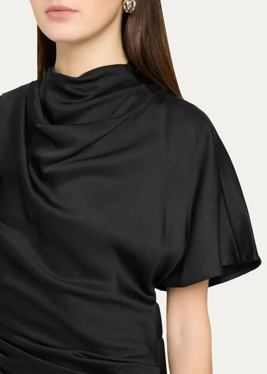 Simkhai Annibelis Draped Cape-Sleeve Satin Gown | Thumbnail 5 Simkhai Annibelis Draped Cape-Sleeve Satin Gown | Thumbnail 5