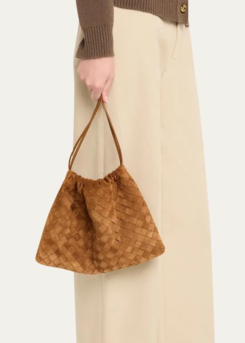 Bottega Veneta Suede Drawstring Pouch Clutch Bag | Thumbnail 3