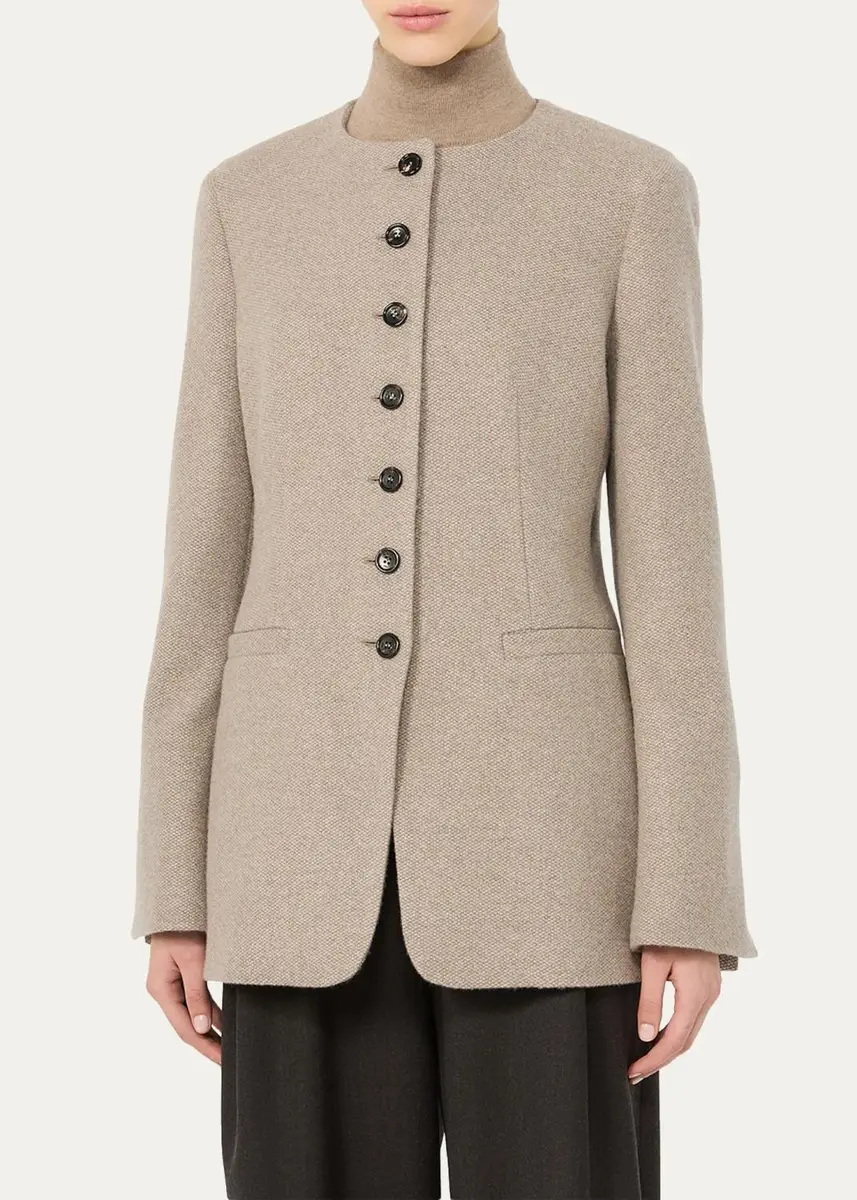 Max Mara Cashmere Single-Breasted Collarless Jacket | Thumbnail 4