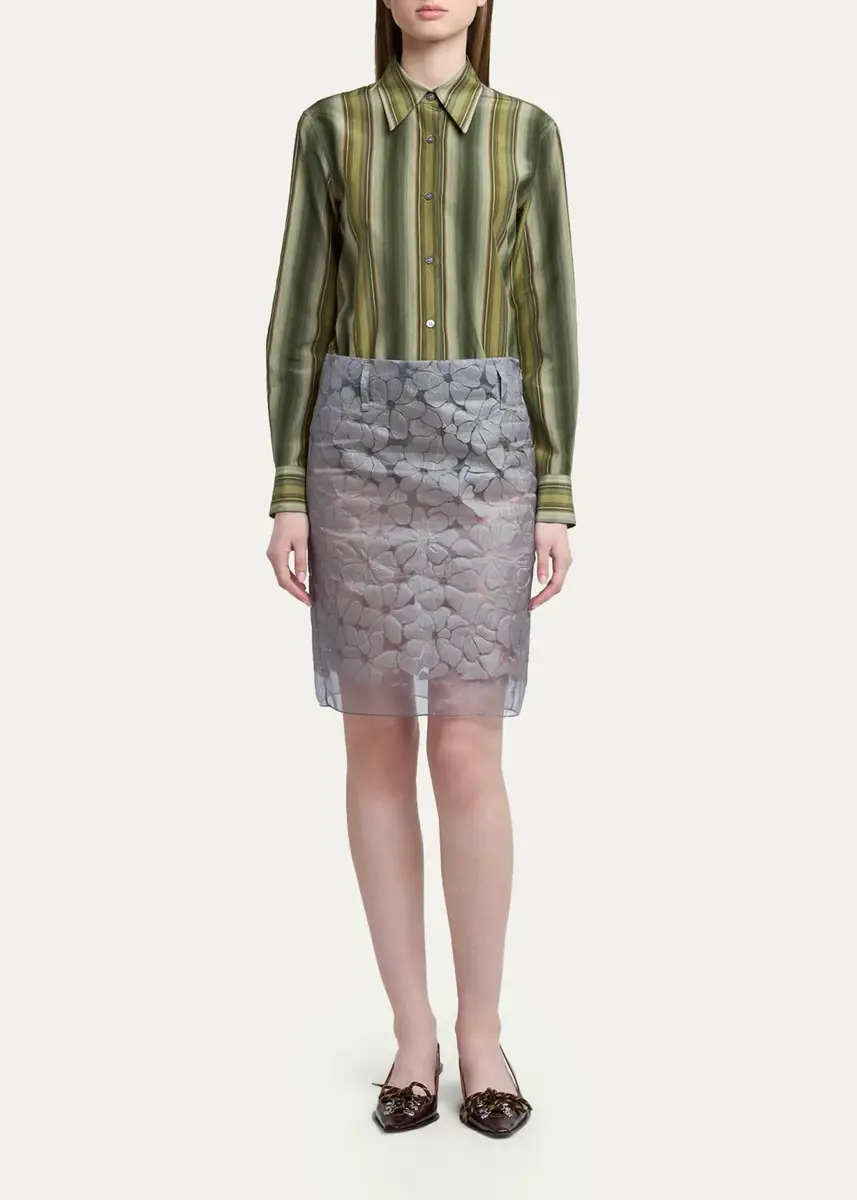 Marni Floral Semi-Sheer Knee-Length Skirt | Thumbnail 2 Marni Floral Semi-Sheer Knee-Length Skirt | Thumbnail 2