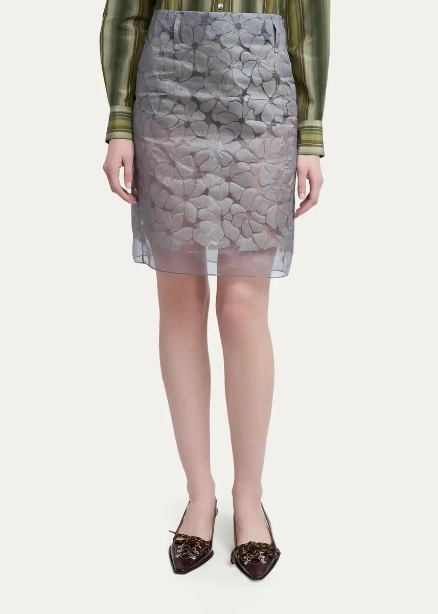 Marni Floral Semi-Sheer Knee-Length Skirt | Thumbnail 4 Marni Floral Semi-Sheer Knee-Length Skirt | Thumbnail 4