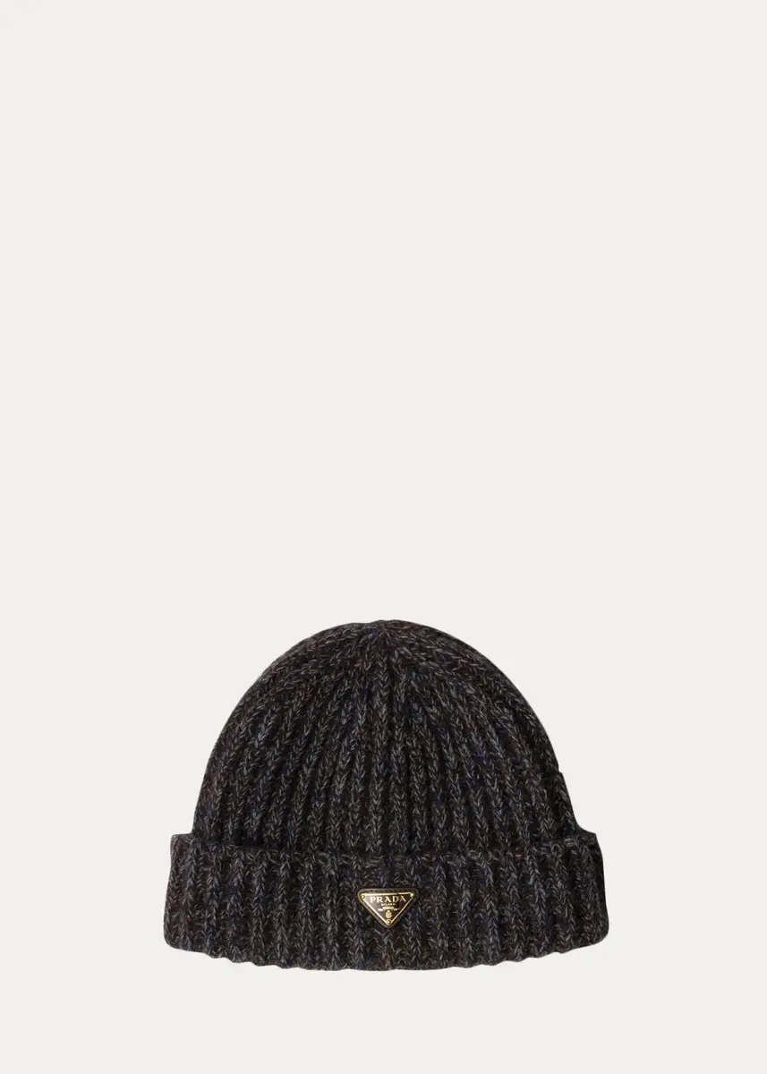 Prada Cashmere-Wool Rib Knit Beanie | Thumbnail 4