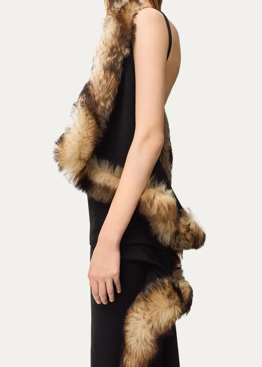 Loewe Lamb Shearling-Trim Draped Asymmetric Midi Dress | Thumbnail 4