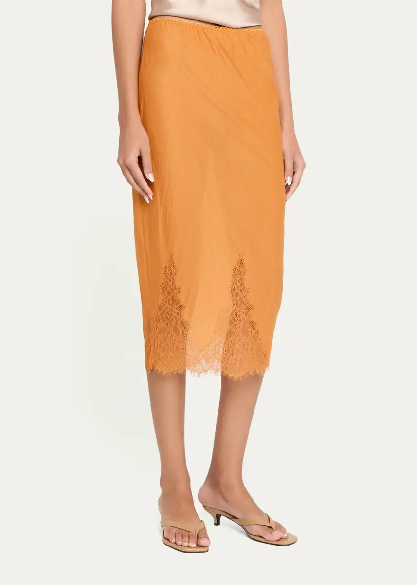 Ronny Kobo Lace-Trim Skirt | Thumbnail 4 Ronny Kobo Lace-Trim Skirt | Thumbnail 4