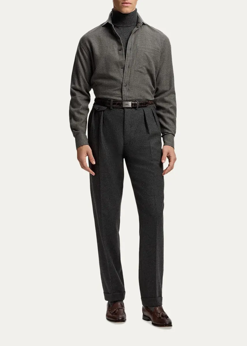Ralph Lauren Purple Label Men's Glen Check Flannel Button-Down Shirt | Thumbnail 2