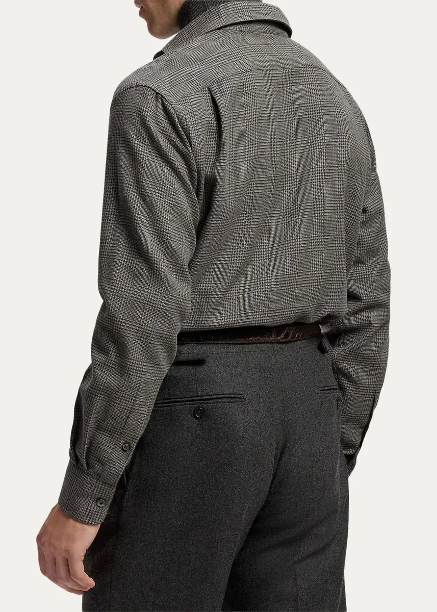 Ralph Lauren Purple Label Men's Glen Check Flannel Button-Down Shirt | Thumbnail 3
