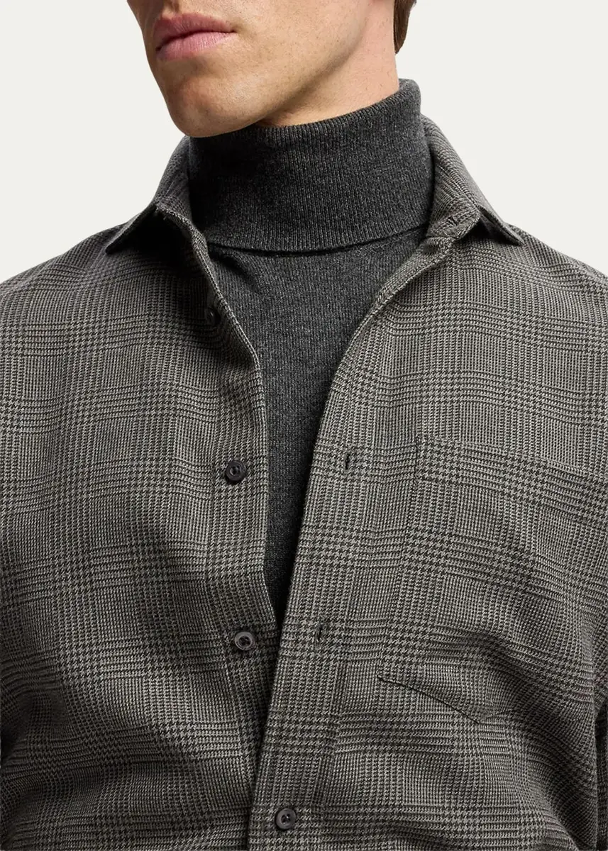 Ralph Lauren Purple Label Men's Glen Check Flannel Button-Down Shirt | Thumbnail 5